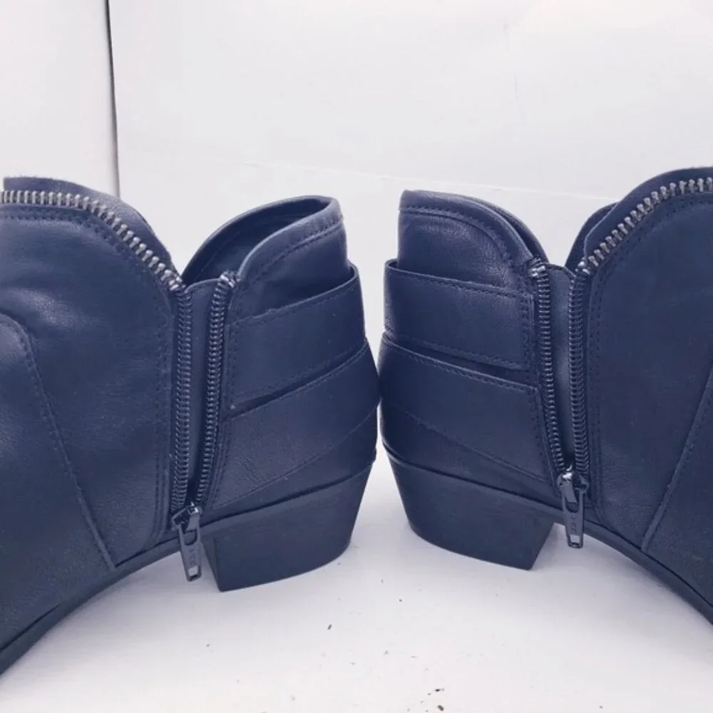 American Rag Aedee Black Faux Leather Buckle Zipper Ankle Boots Women's Size 6.5